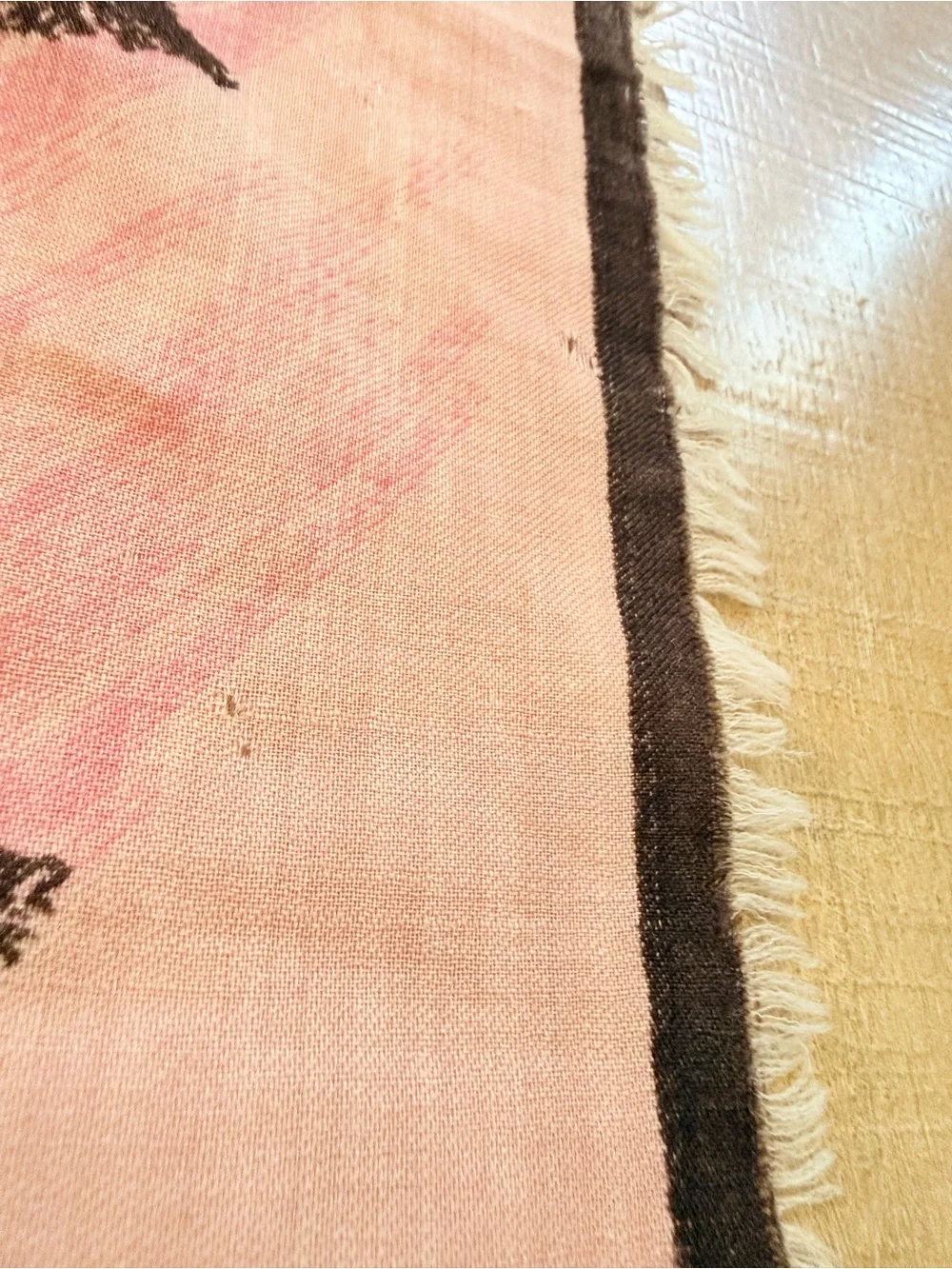 VTG Leaf Print large Square wool scarf 30.5 x 30.5 Pink Burgundy brown mustard